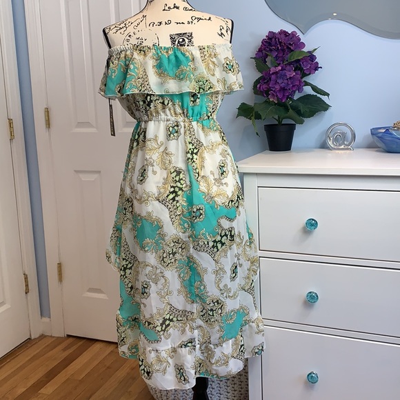 Ali & Kris Strapless High Low Ruffle Mini Dress NWT - Picture 3 of 5